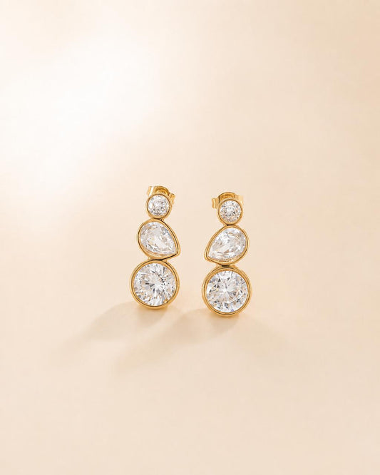 Cascade Crystal Drop Stud Earrings