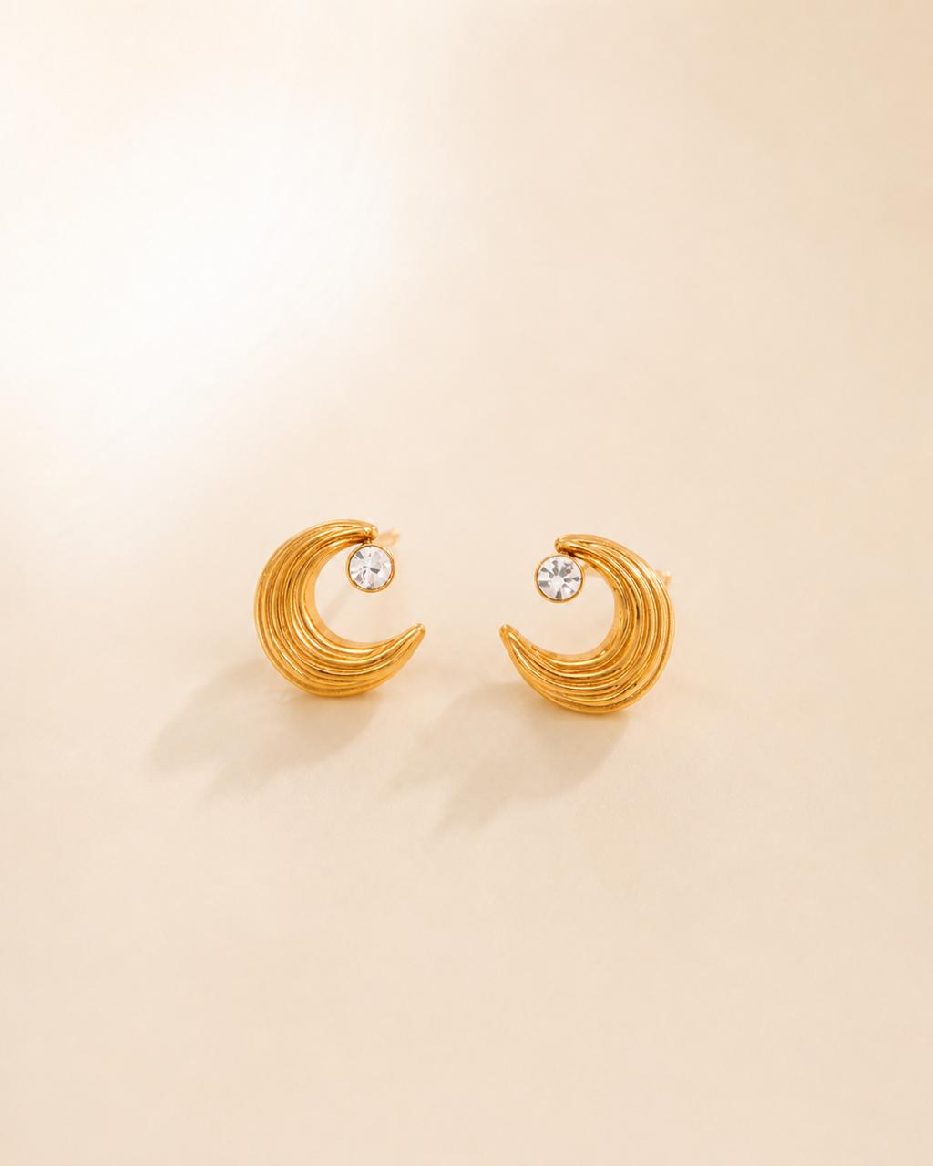 Crescent Gleam Stud Earrings