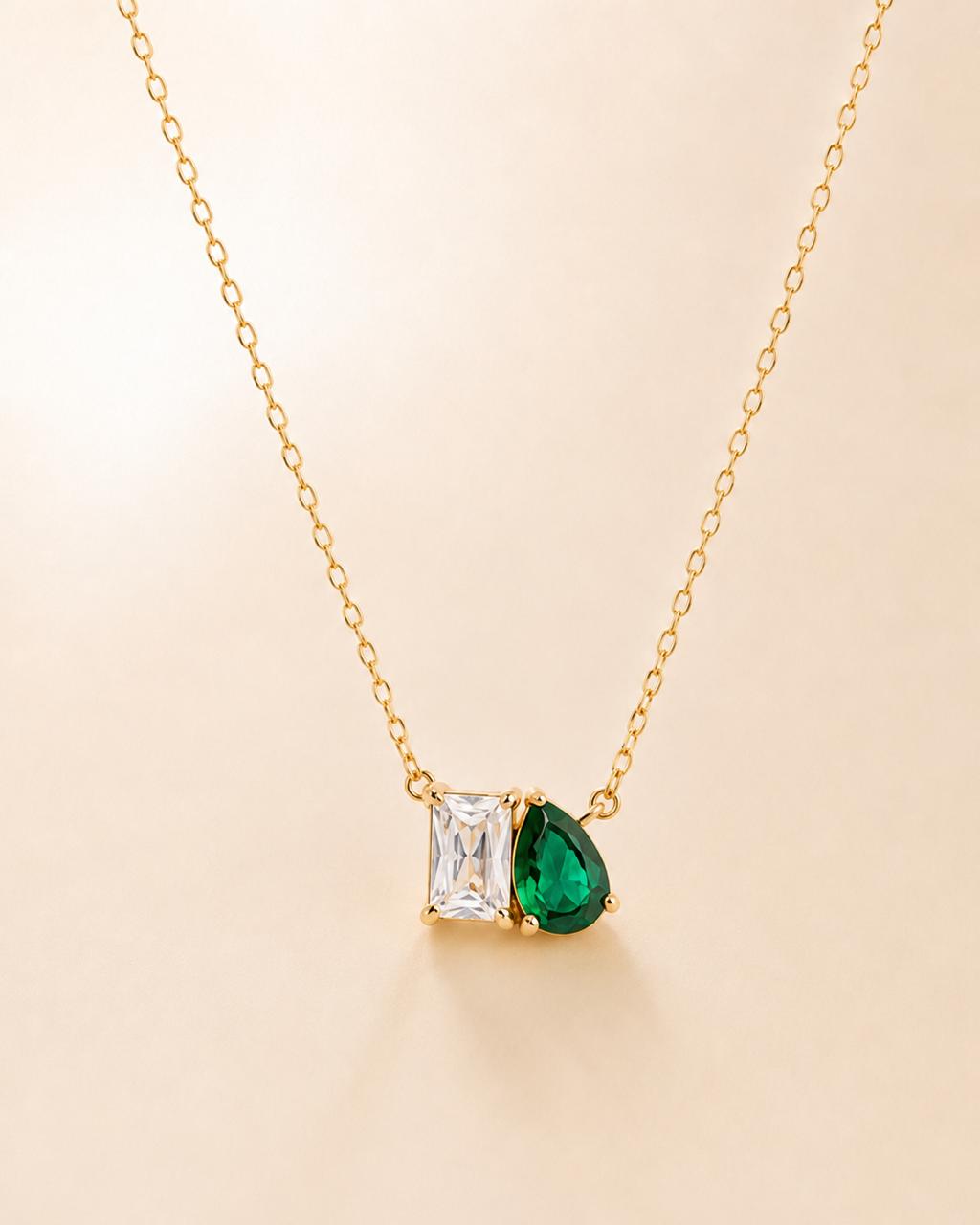 Baguette & Pear Duo Necklace