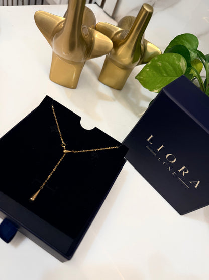 Golden Cascade Y-Necklace