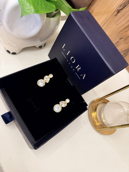 Cascade Crystal Drop Stud Earrings