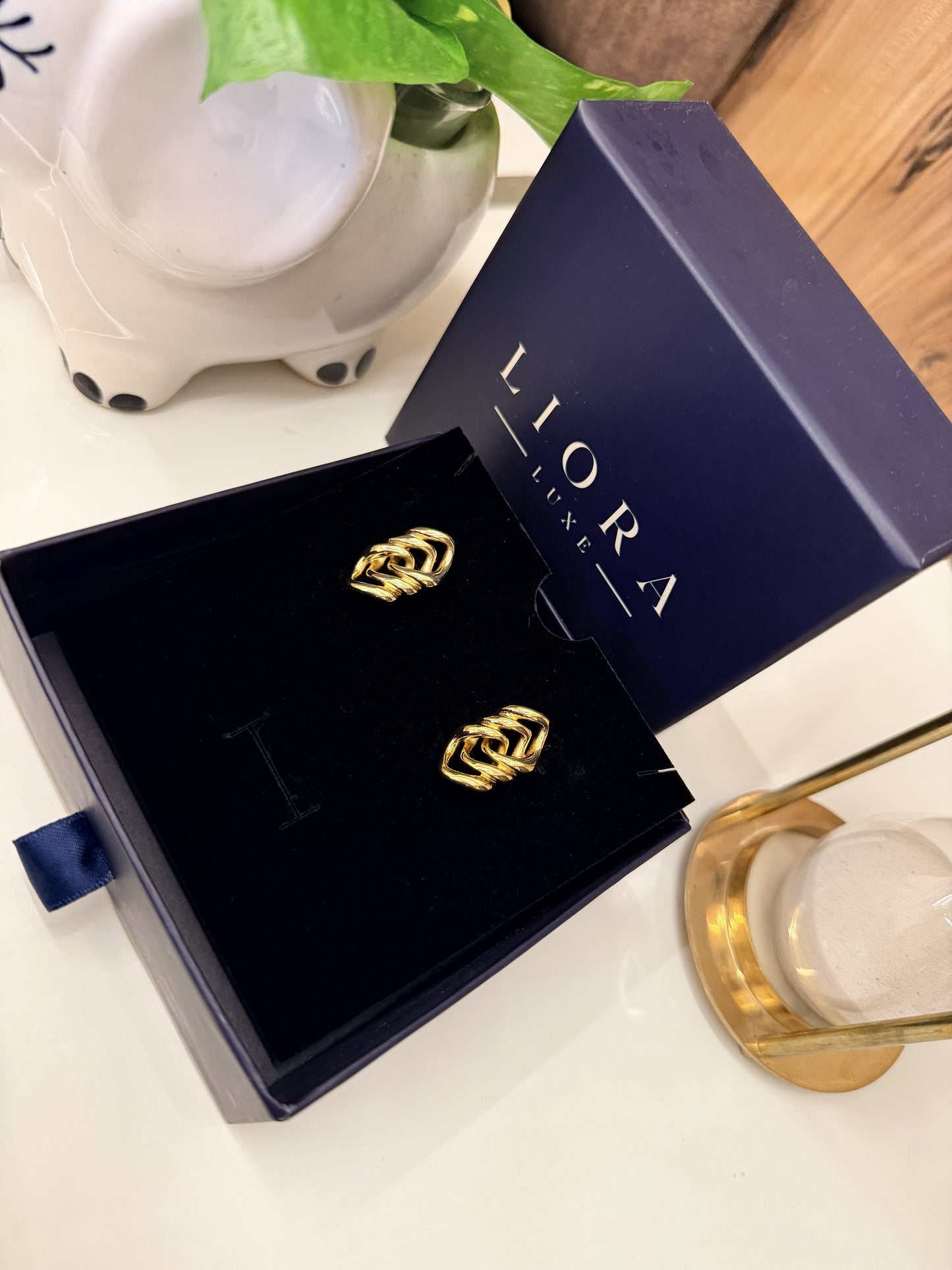 Gold Knot Stud Earrings