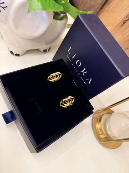 Gold Knot Stud Earrings