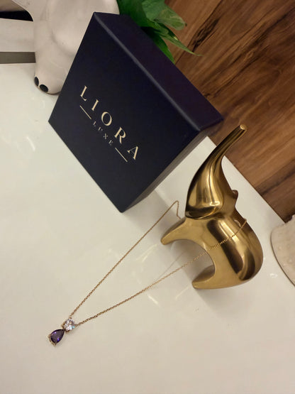 Pear-Cut Purple Gem Drop Necklace