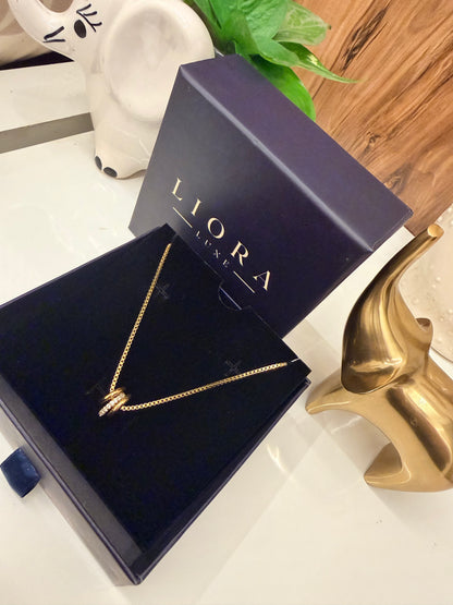 Triple Hoop Gold Pendant Necklace