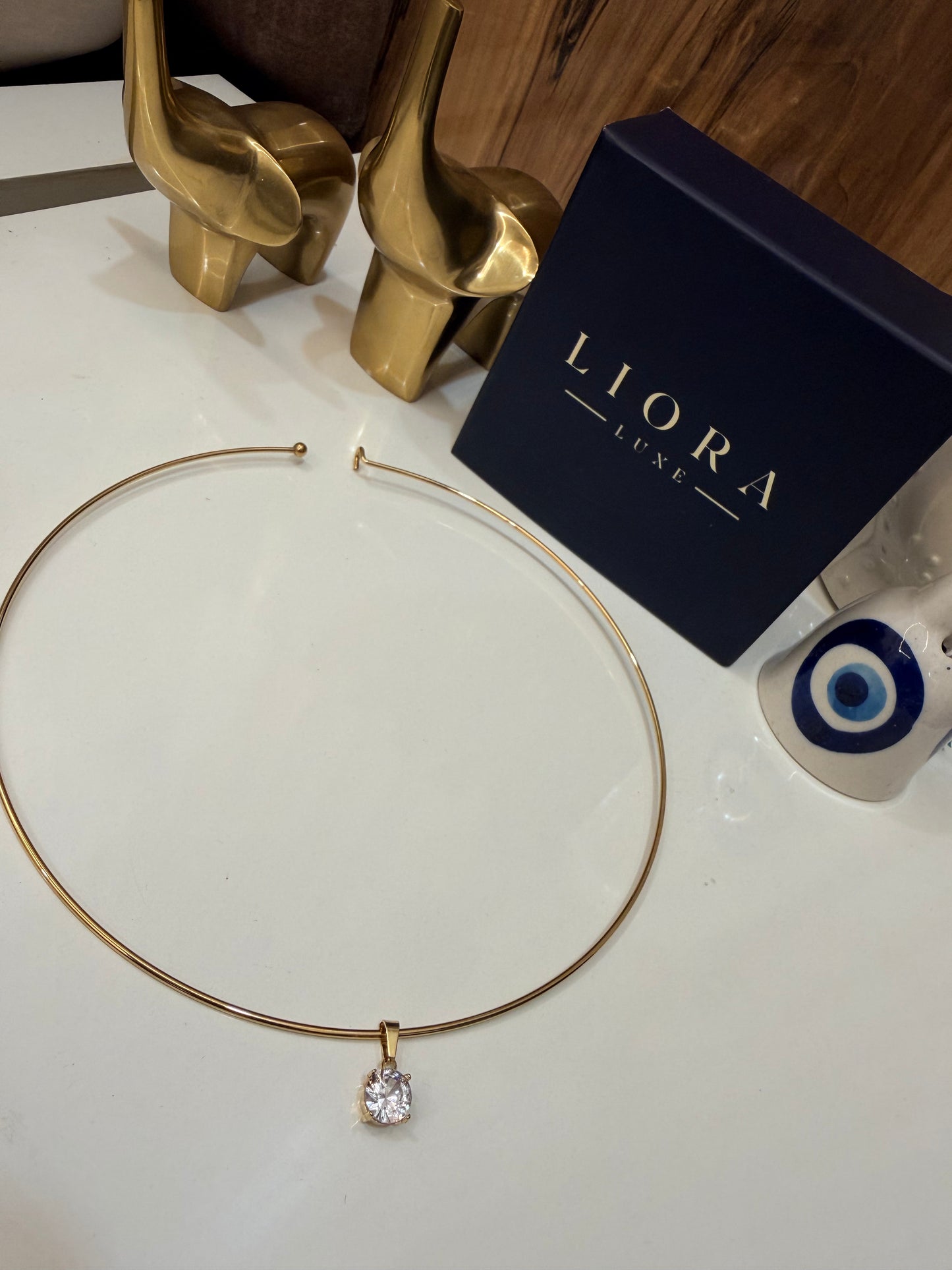 Minimalist Gold Solitaire Choker