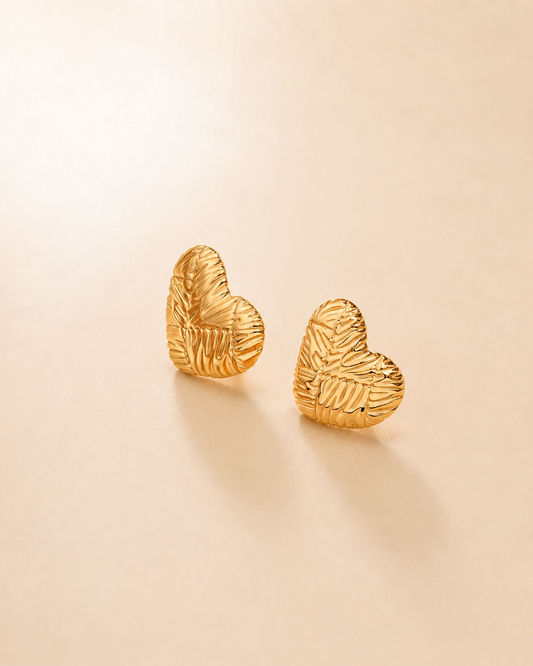 The Etched Heart Studs