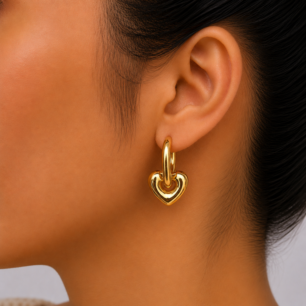 The Heart Charm Hoops
