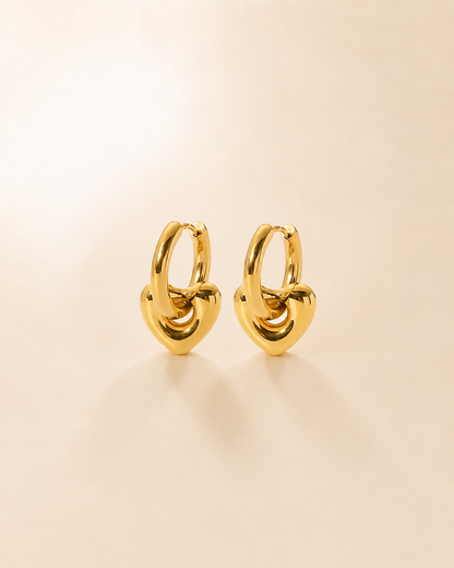 The Heart Charm Hoops