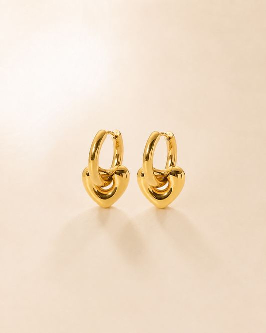 The Heart Charm Hoops