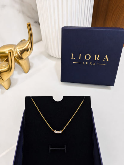 Curved Baguette Bar Necklace